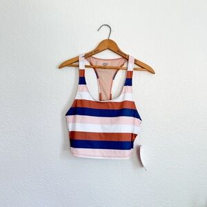 Kortni Jeane retro stripe racer back swim top